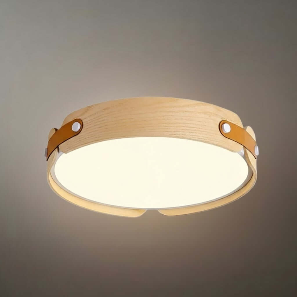 Wabi-Sabi Wood Ceiling Light – Modern LED Flush Mount Lamp